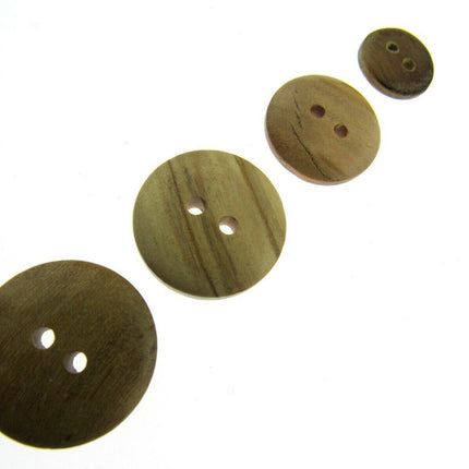 Round Wooden Domed Buttons Made From Olive Trees - CW6 - 5 Sizes - ThreadandTrimmings