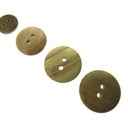 Round Wooden Domed Buttons Made From Olive Trees - CW6 - 5 Sizes - ThreadandTrimmings