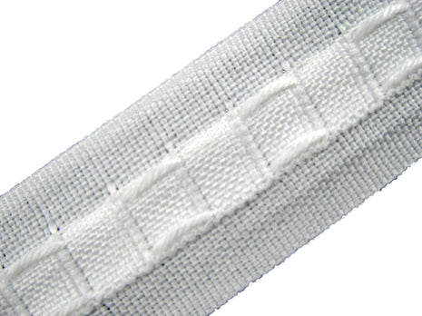 Curtain Header Tape - White Polyester Pencil Pleat Tape -25mm (1") Wide CT25100P - ThreadandTrimmings