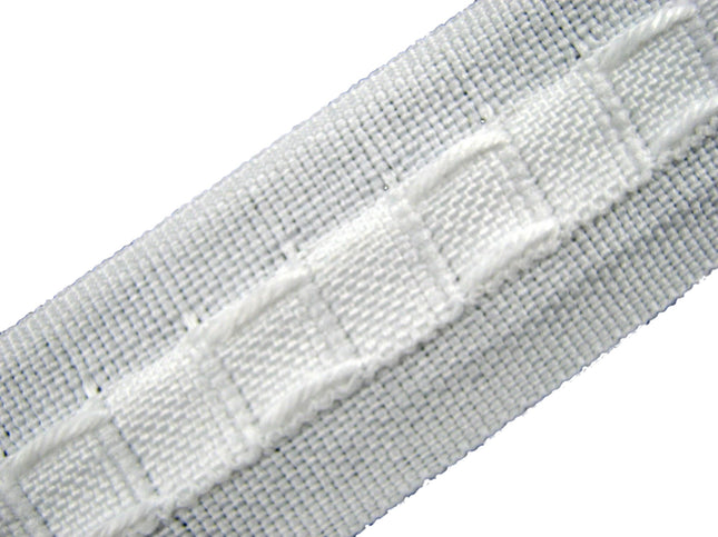 Curtain Header Tape - White Polyester Pencil Pleat Tape -25mm (1") Wide CT25100P - ThreadandTrimmings