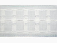 Close-up of a three inch premium curtain tape on a white background