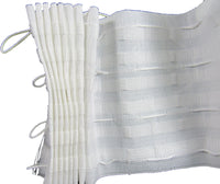 White extra wide curtain tape a white background