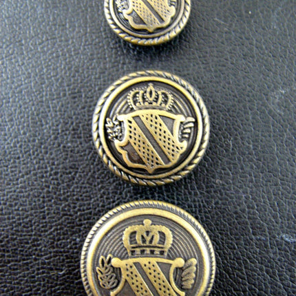 Round Bronze Metal Military Shield Blazer Buttons Choose From 4 sizes B1978 - ThreadandTrimmings