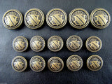 Round Bronze Metal Military Shield Blazer Buttons - Choose From 4 sizes B1978