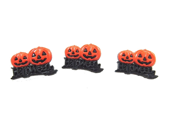 Halloween Pumpkin & Scary Twin Buttons - 6pcs - 25mm with Shank NO345