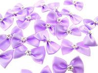 Satin Ribbon Bows With Pearl Ring - "Bow Tie Bows" - 14 Colours - (34mm x 22mm)