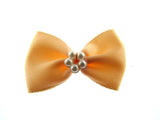 Satin Ribbon Bows With Pearl Ring - "Bow Tie Bows" - 14 Colours - (34mm x 22mm)