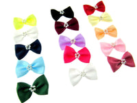 Satin Ribbon Bows With Pearl Ring - "Bow Tie Bows" - 14 Colours - (34mm x 22mm)