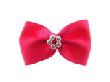 Satin Ribbon Bows With Pearl Ring - "Bow Tie Bows" - 14 Colours - (34mm x 22mm)