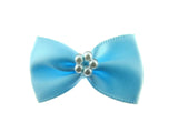 Satin Ribbon Bows With Pearl Ring - "Bow Tie Bows" - 14 Colours - (34mm x 22mm)