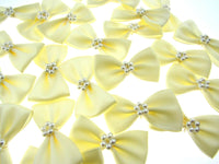 Satin Ribbon Bows With Pearl Ring - "Bow Tie Bows" - 14 Colours - (34mm x 22mm)