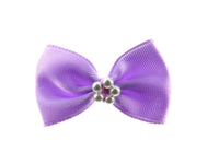 Satin Ribbon Bows With Pearl Ring - "Bow Tie Bows" - 14 Colours - (34mm x 22mm)