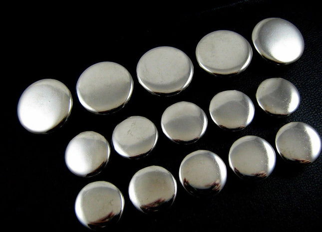 Polished Metal Silver Blazer Buttons Complete Set of Plain Blazer Buttons (B568) - ThreadandTrimmings