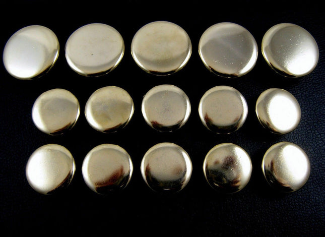 Polished Metal Gold Blazer Buttons Complete Set of Plain Blazer Buttons (B568) - ThreadandTrimmings