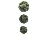 Button Set Round Antique Silver Swirly Buttons Plastic Turks Head Design