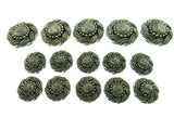 Button Set Round Antique Silver Swirly Buttons Plastic Turks Head Design