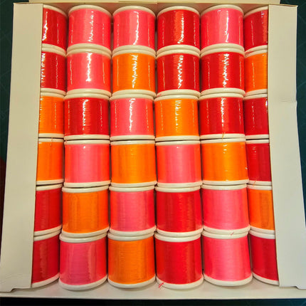 Polyester Sewing Thread Flo Red, Orange, Pink - 36 x 100m Reels - ThreadandTrimmings