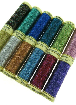 Gutermann Metallic Effect Sewing Thread 50m Reels Lurex Thread 12 Colours - ThreadandTrimmings