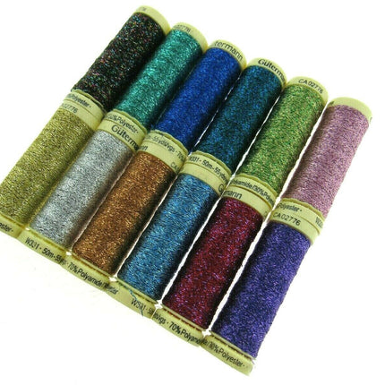 Gutermann Metallic Effect Sewing Thread 50m Reels Lurex Thread 12 Colours - ThreadandTrimmings