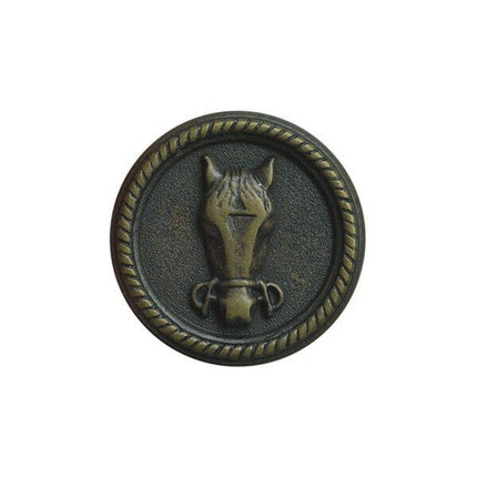 Round Horse Buttons Front View With Shank in Antique Silver or Brass 3 Sizes - ThreadandTrimmings