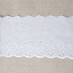 White Polycotton Broderie Anglaise Lace Trim 100mm Scalloped Edge 3m Daisy