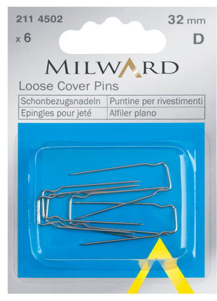 Pack of Milward loose cover pins with packaging showing product details.