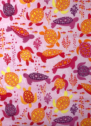 Cotton Fabric Pink Childrens Turtles Fabric - 100% Cotton - 2470-07