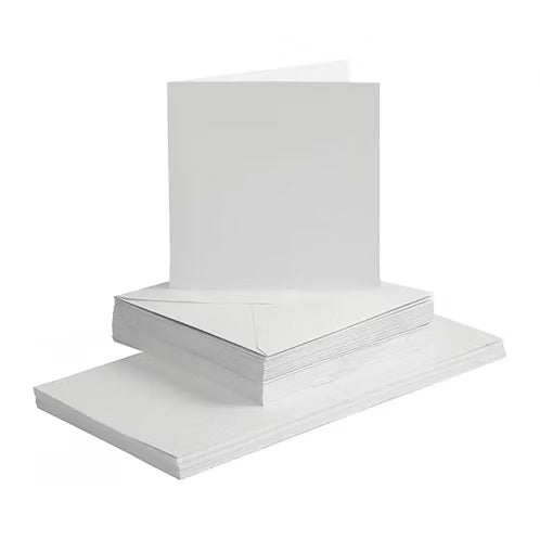 Card Blanks 170x170mm Straight Edge 300gsm 25 Pack Envelopes White Ivory Craft UK