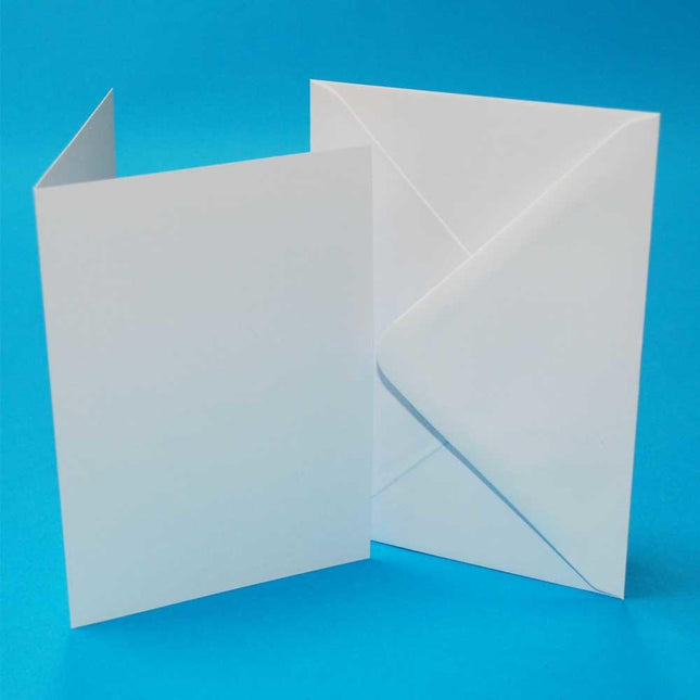 Craft UK C6 white straight edge card blanks 250gsm with envelopes 50 pack Thread and Trimmings
