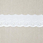 Broderie Anglaise 50mm White Flat Poly Cotton with Flower Pattern TC9140