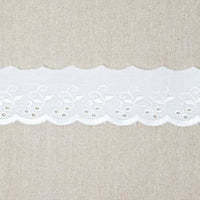 Broderie Anglaise 50mm White Flat Poly Cotton with Flower Pattern TC9140