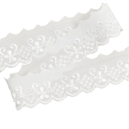 White Cotton Broderie Anglaise Lace Trim 30mm Flat Daisy Chain 3m