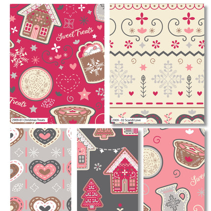 Christmas Fat Quarters Scandi Sweet Treats 5pk Craft Cotton Co 2909