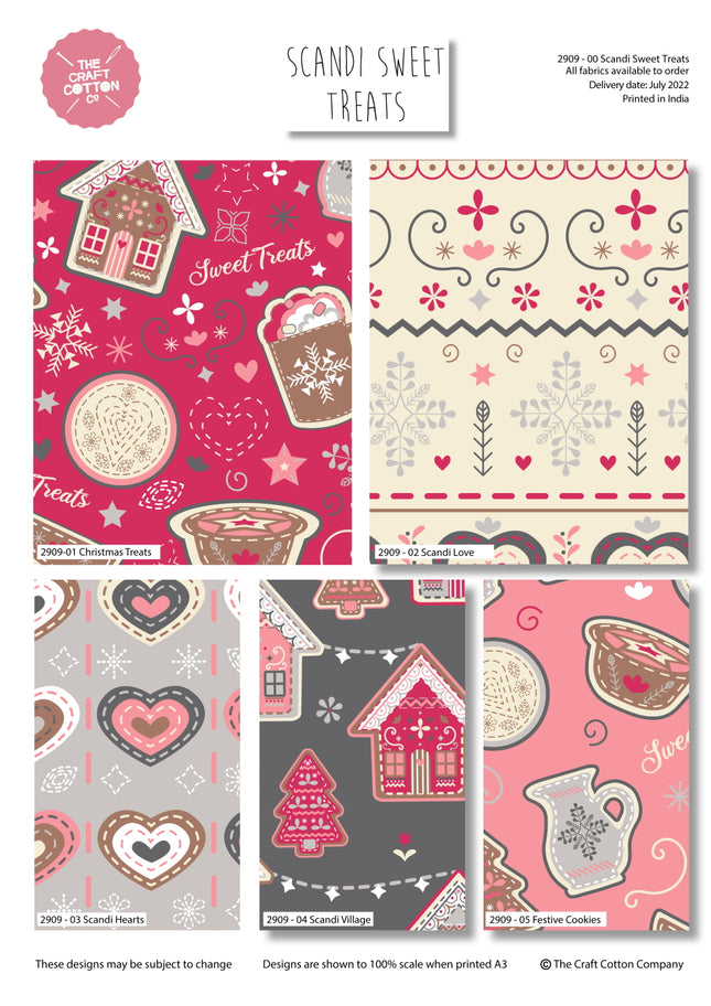 Christmas Fat Quarters Scandi Sweet Treats 5pk Craft Cotton Co 2909