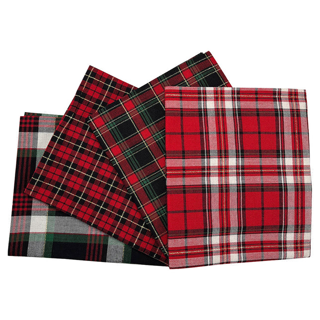 Metallic tartan fat quarters 4pc pack 95% poly 5% wool assorted Thread and Trimmings
