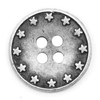 Round Four Hole Metal Jean Buttons in Antique Silver or Copper x 5 Buttons -18mm