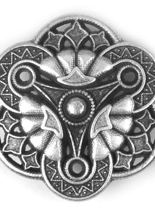 Flower Shaped Fancy Metal Shank Button in Antique Silver Colour x 5pcs - ThreadandTrimmings