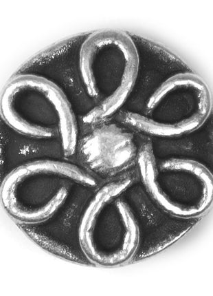 Metal Celtic Loop Shank buttons on a white background