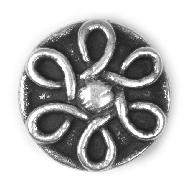 Metal Celtic Loop Shank buttons on a white background