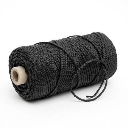 Strong Braided Polypropylene Cord in Black or White 100m Rolls 2mm 3mm 4mm - ThreadandTrimmings