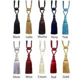 Pair Tassel Curtain Tiebacks with Twisted Cord & Barrel by Jones Interiors