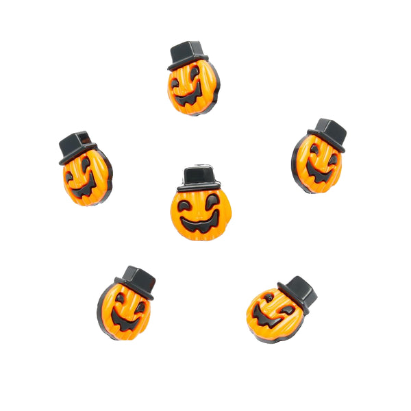 Halloween Pumpkin & Smiley Face Button with Top Hat - 18mm with Shank 303828