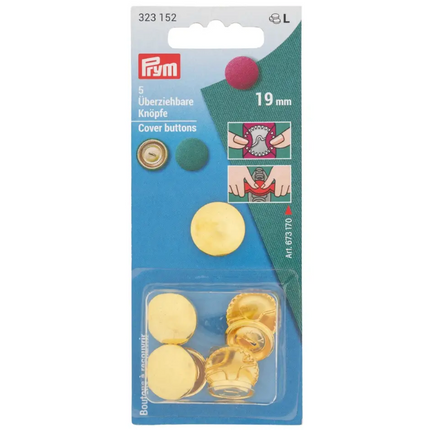Metal Self Cover Buttons by Prym in Hang Sell Cards - 11mm / 15mm / 19mm / 23mm - ThreadandTrimmings
