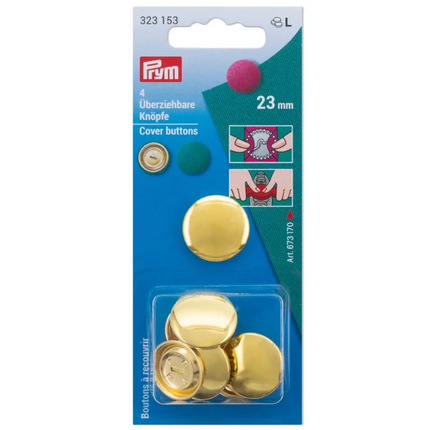 Metal Self Cover Buttons by Prym in Hang Sell Cards - 11mm / 15mm / 19mm / 23mm - ThreadandTrimmings
