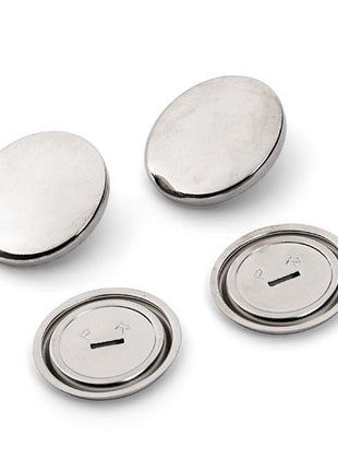 Set of four metallic cover buttons by Prym on a white background