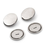 Set of four metallic cover buttons by Prym on a white background