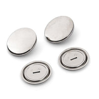 Set of four metallic cover buttons by Prym on a white background