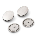Set of four metallic cover buttons by Prym on a white background