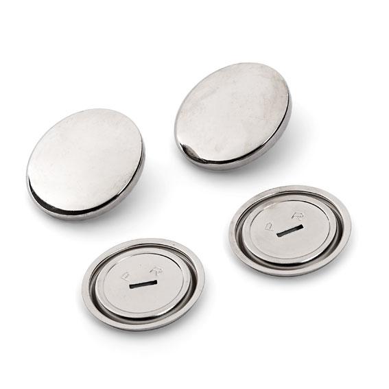 Set of four metallic cover buttons by Prym on a white background