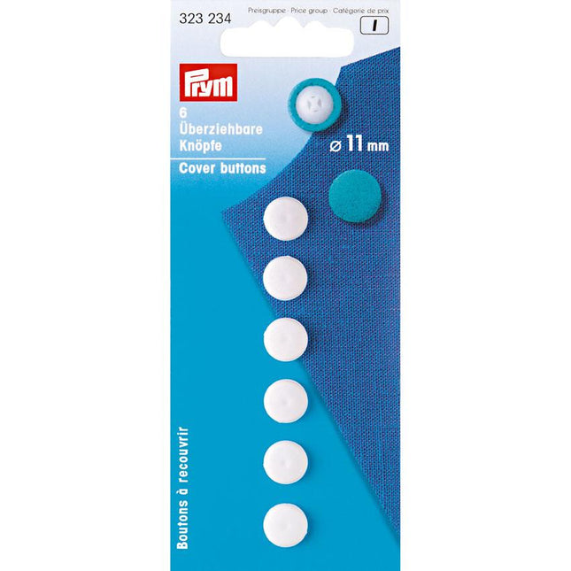 Plastic Self Cover Buttons Prym Hang Sell Cards -11mm 15mm 19mm 22mm 29mm - ThreadandTrimmings